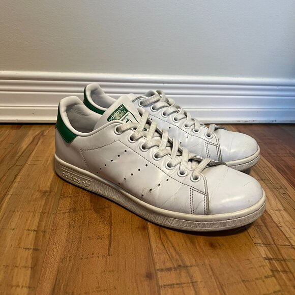 Adidas Stan Smith Shoes Cloud White and Green Vintage Style Sneaker - Picture 1 of 10